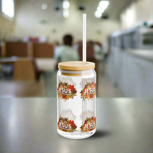 Fall For Jesus Sipper Glass, 16oz (7139603644519)