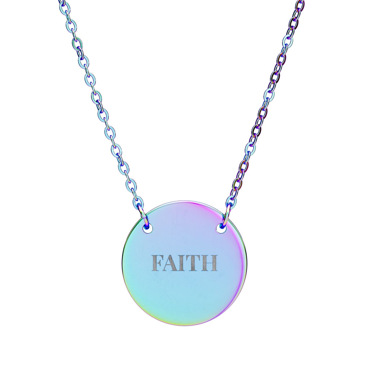 Faith Engraved Circle Necklace Personalized Inspirational Pendant
