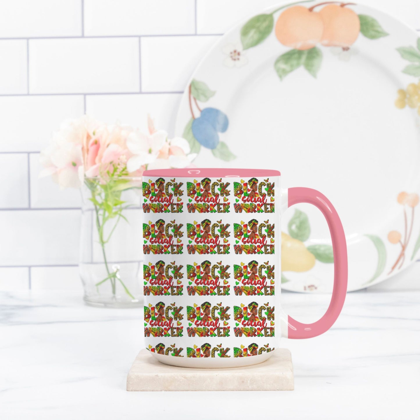 Social Worker Mug 15oz. (Pink + White) (7190419931239)