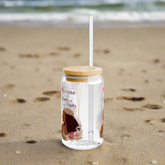 Empowered Woman Glass Sipper 16oz (7356146319463)