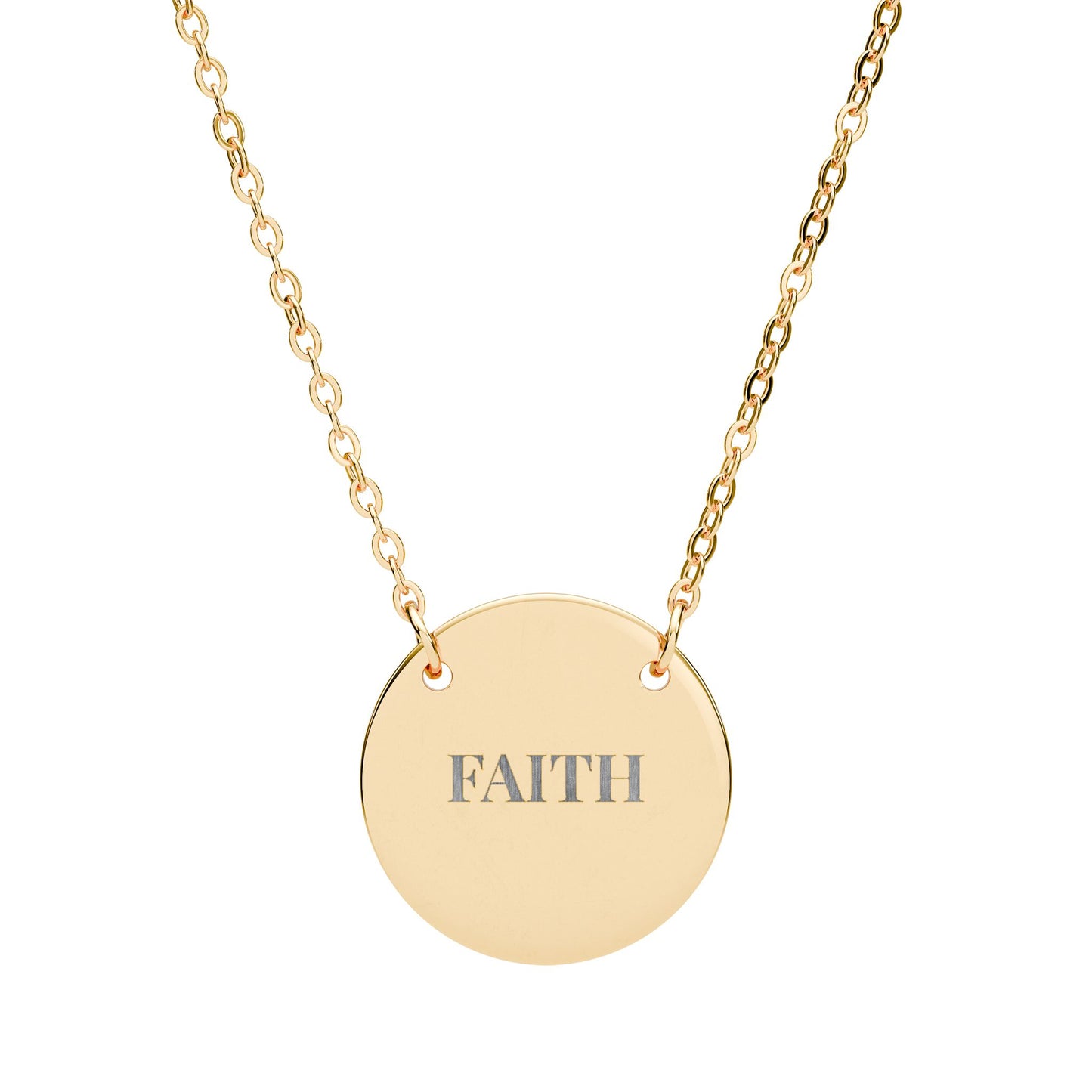 Faith Engraved Circle Necklace  Personalized Inspirational Pendant