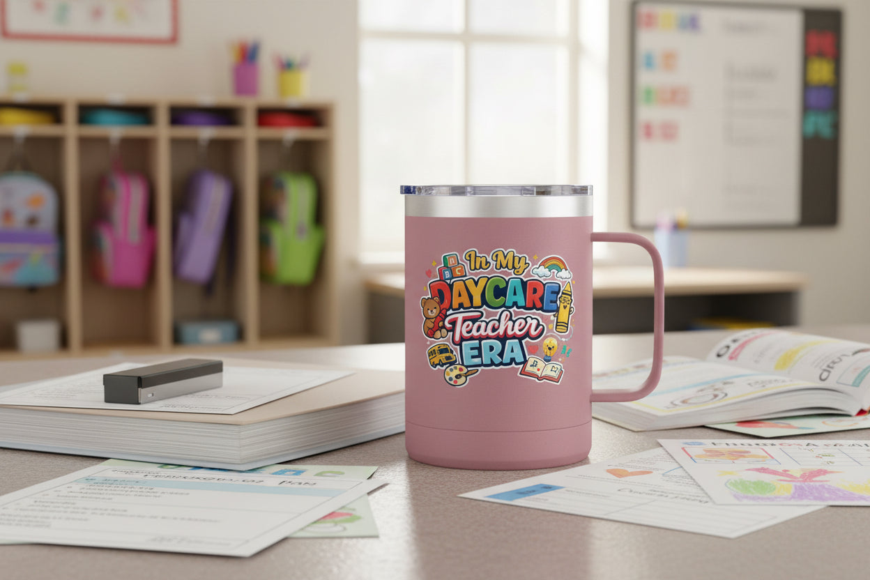 Daycare Teacher 15oz Insulated Mug "In My Daycare Teacher Era" Travel Tumbler
