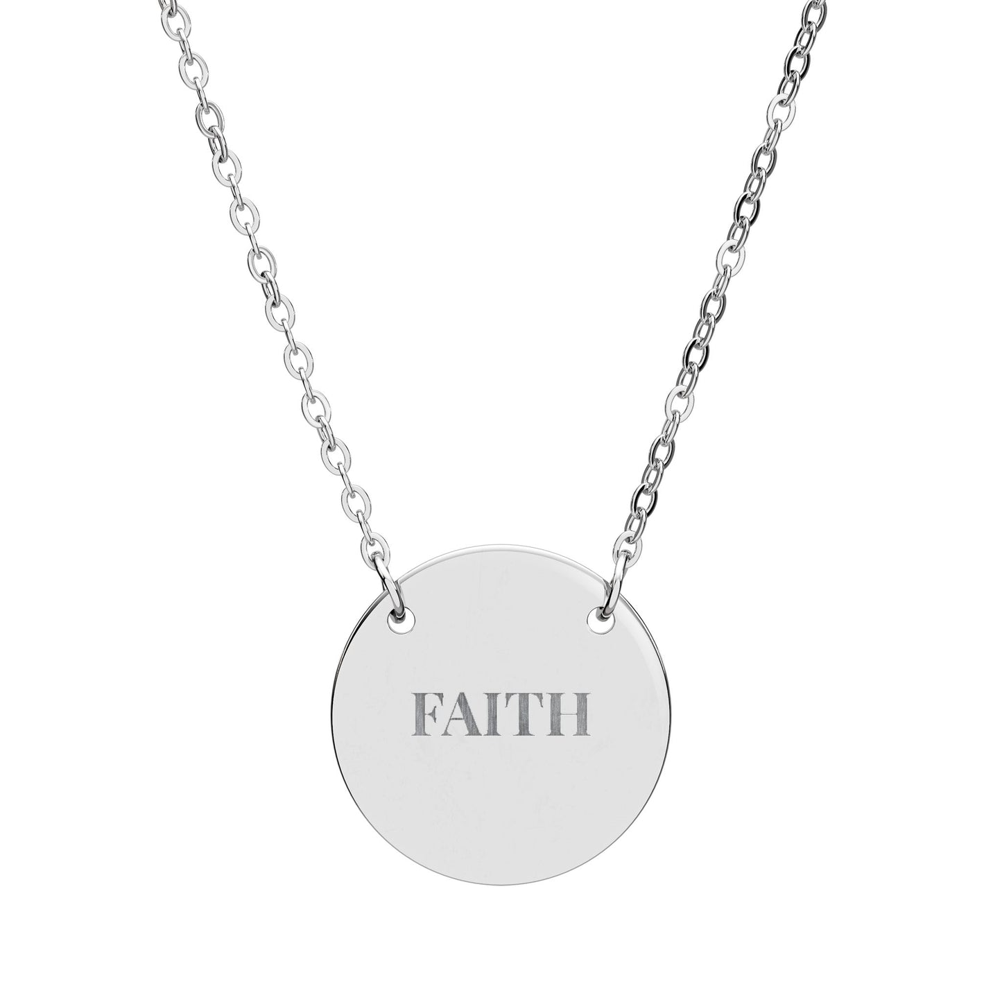 Faith Engraved Circle Necklace  Personalized Inspirational Pendant