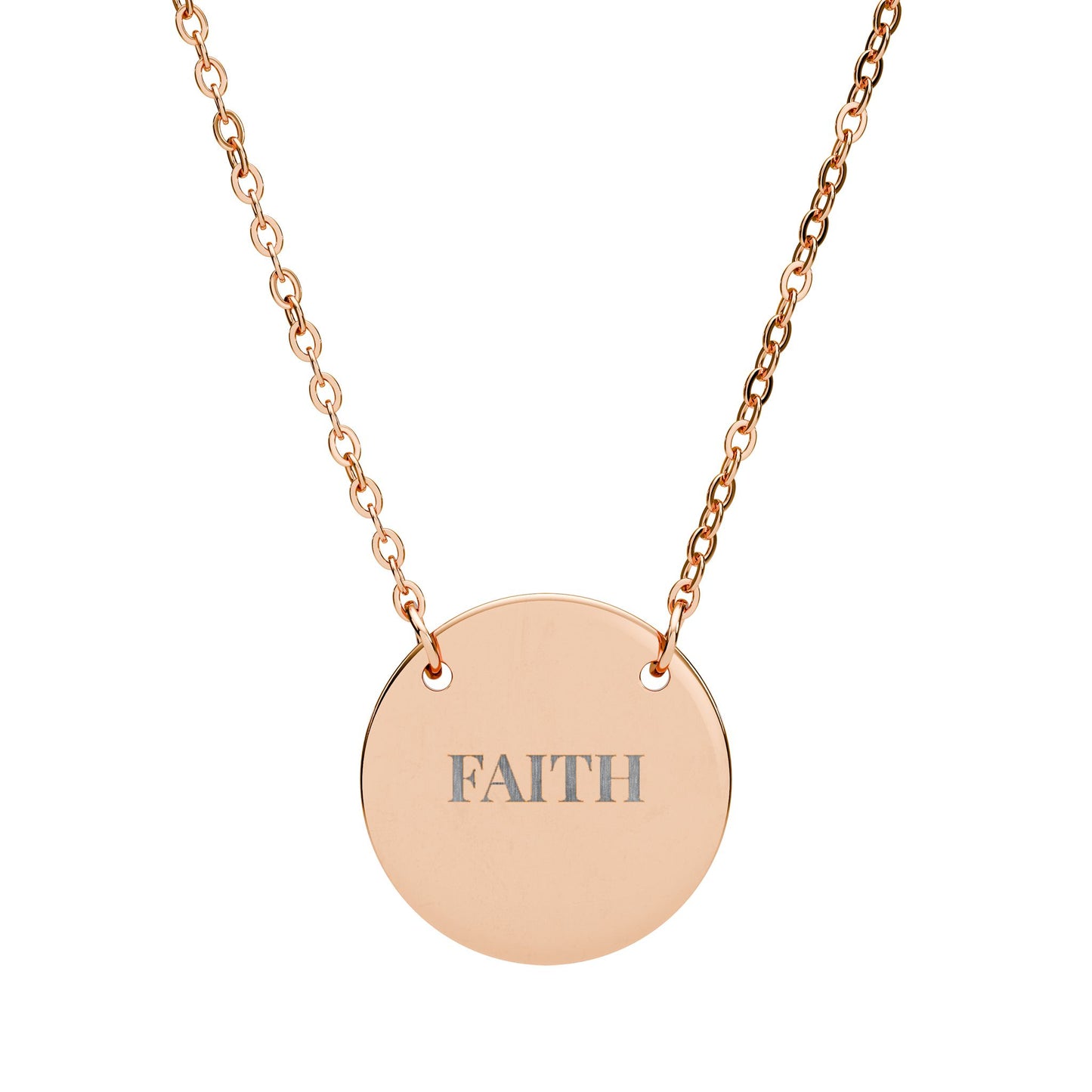 Faith Engraved Circle Necklace  Personalized Inspirational Pendant