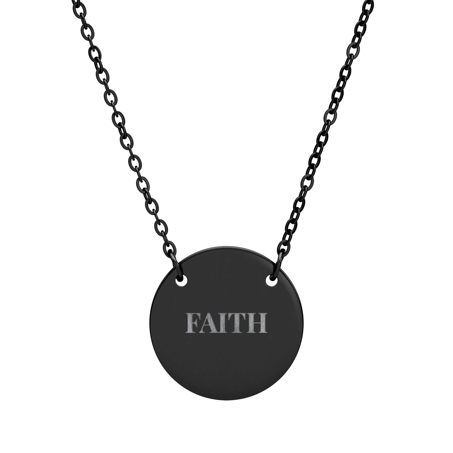 Faith Engraved Circle Necklace  Personalized Inspirational Pendant